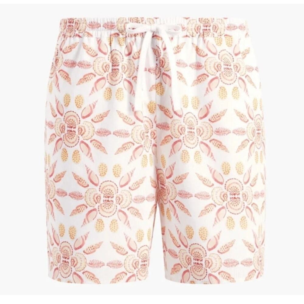 Hill House Home Leo Lined Shorts Orange Shell Mosaic Print Size XL